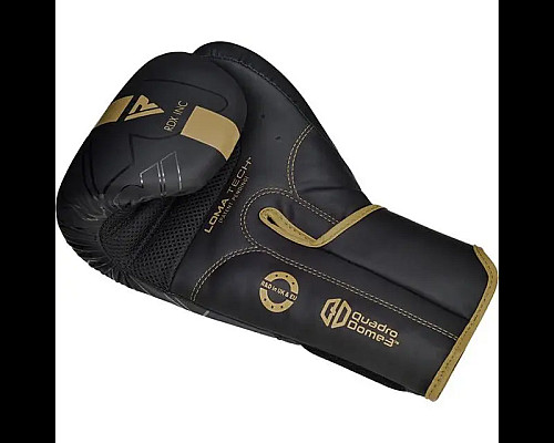 Рукавички боксерські з капою RDX F6 Kara Matte 16 унцій, чорно-золотисті