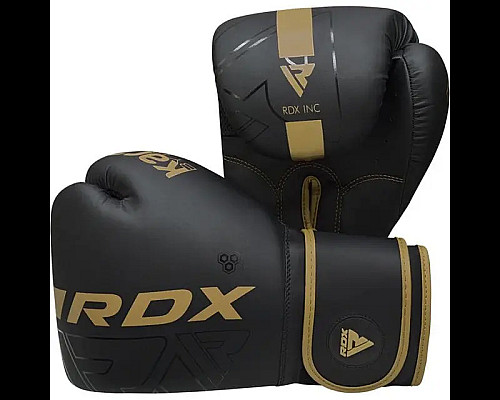 Рукавички боксерські з капою RDX F6 Kara Matte 16 унцій, чорно-золотисті
