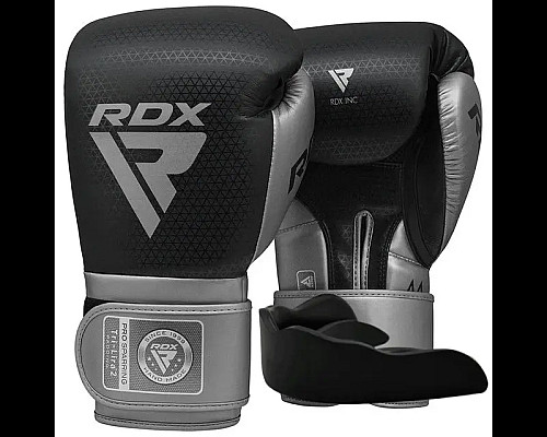 Рукавички боксерські з капою RDX  MARK PRO TRI LIRA 2 розмір 12 унцій, чорно-сріблясті