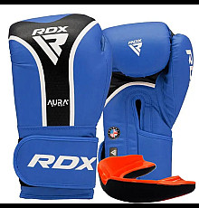 Рукавички боксерські з капою RDX AURA PLUS T-17 розмір 14 унцій, чорно-сині
