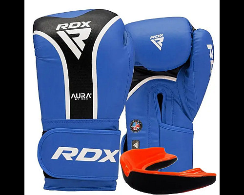 Рукавички боксерські з капою RDX AURA PLUS T-17 розмір 14 унцій, чорно-сині