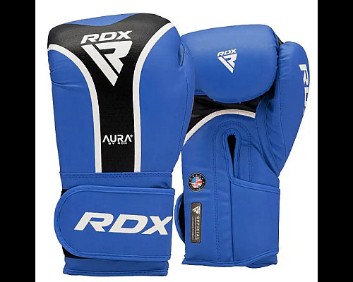 Рукавички боксерські з капою RDX AURA PLUS T-17 розмір 14 унцій, чорно-сині