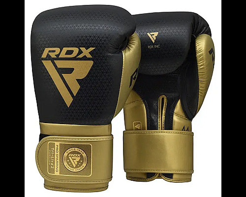 Рукавички боксерські з капою RDX MARK SPARRING PRO TRI LIRA 2 розмір 14 унцій, чорно-золотисті