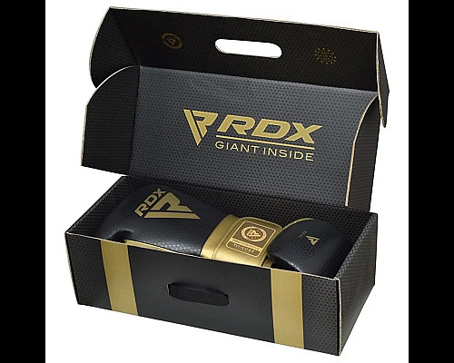 Рукавички боксерські з капою RDX MARK SPARRING PRO TRI LIRA 2 розмір 14 унцій, чорно-золотисті