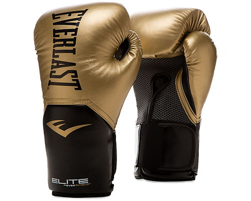 Рукавчики боксерські EVERLAST Elite розмір 10 унцій, чорно-золотисті