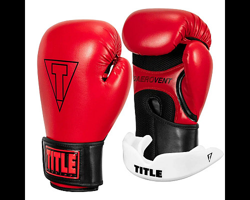 Рукавички боксерські з капою TITLE Boxing Vegan Fitness розмір 8 унцій, чорно-червоні