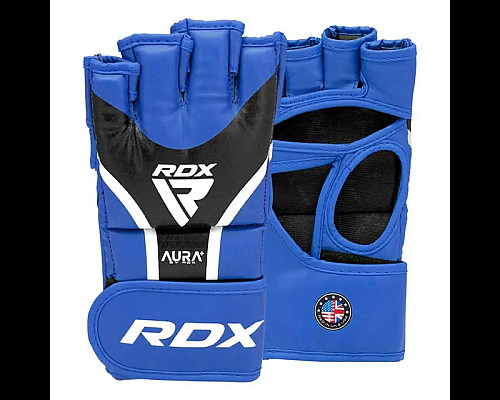 Рукавички для ММА RDX AURA PLUS T-17 розмір L, синьо-чорні