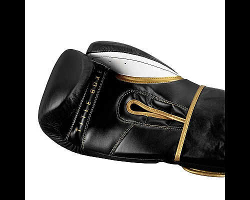 Рукавички боксерські шкіряні з бинтами TITLE Boxeo Mexican розмір 12 унцій, чорно-білі