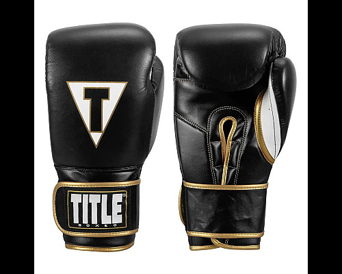 Рукавички боксерські шкіряні з бинтами TITLE Boxeo Mexican розмір 12 унцій, чорно-білі