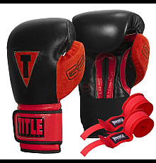Рукавички боксерські з бинтами TITLE Boxing All Heart 2.0 розмір 10 унцій, чорно-червоні