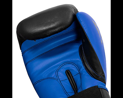Рукавички боксерські шкіряні з бинтами TITLE Boxing Dynamic Strike розмір 12 унцій, чорно-сині