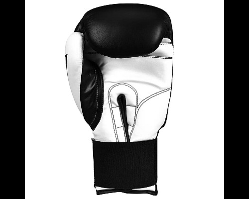 Рукавички боксерські шкіряні з бинтами TITLE Boxing Dynamic Strike розмір 12 унцій, чорно-білі