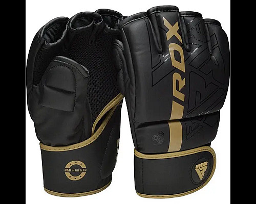 Рукавички для ММА RDX F6 KARA Matte Golden розмір XL, чорно-золотисті