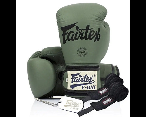 Рукавички боксерські з бинтами Fairtex BGV11 12 унцій, зелені