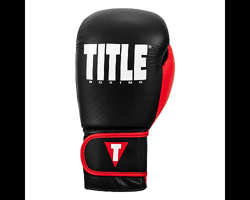 Рукавички боксерські шкіряні з бинтами TITLE Boxing Dynamic Strike розмір 14 унцій, чорно-червоні