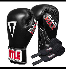 Рукавички боксерські з бинтами TITLE Classic Black Max розмір 8 унцій, чорні