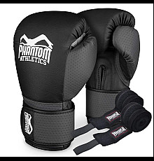 Рукавички боксерські з бинтами Phantom Reaper розмір 12 унцій, чорно-сірі