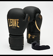 Рукавички боксерські з капою Leone GN059D розмір 16 унцій, чорно-золотисті
