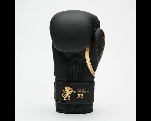 Рукавички боксерські з капою Leone GN059D розмір 16 унцій, чорно-золотисті