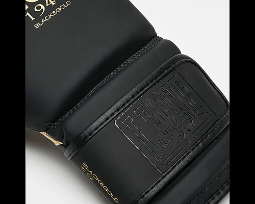 Рукавички боксерські з капою Leone GN059D розмір 16 унцій, чорно-золотисті