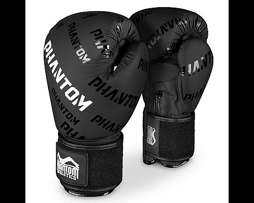 Рукавички боксерські з бинтами Phantom APEX Velcro розмір 12 унцій, чорно-білі