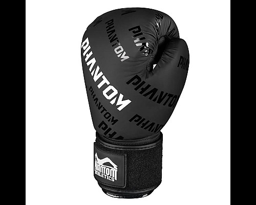 Рукавички боксерські з бинтами Phantom APEX Velcro розмір 12 унцій, чорно-білі