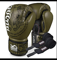 Рукавички боксерські з бинтами Phantom Muay Thai розмір 10 унцій, хакі