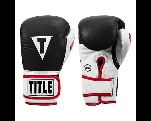 Рукавички боксерські шкіряні з бинтами TITLE Boxing Gel розмір 10 унцій, чорні