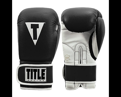 Рукавички боксерські шкіряні з бинтами TITLE Boxing Pro Style 3.0 розмір 14 унцій, чорно-білі