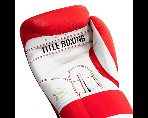 Рукавички боксерські шкіряні з бинтами TITLE Boxing Pro Style 3.0 розмір 12 унцій, червоно-білі