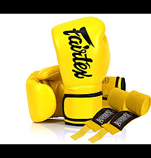 Рукавички боксерські з бинтами Fairtex BGV14 10 унцій, жовті