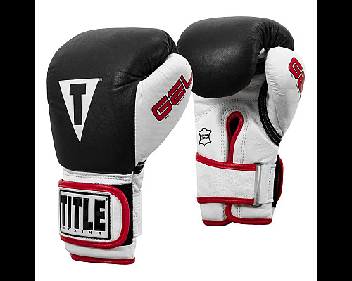 Рукавички боксерські шкіряні з бинтами TITLE Boxing Ko-Vert розмір 12 унцій, чорні
