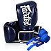 Рукавички боксерські з бинтами Fairtex BGV14 12 унцій, темно-сині
