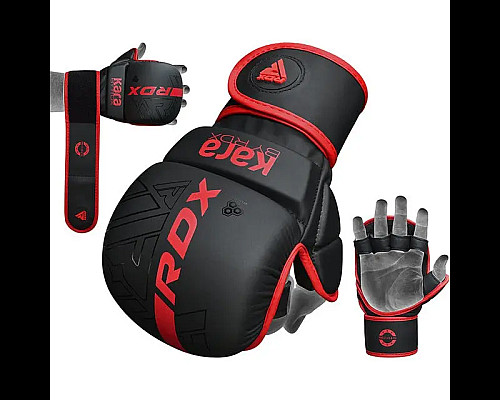 Рукавички греплінгові для ММА RDX F6 KARA Matte Plus розмір S/M, чорно-червоні