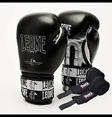 Рукавички боксерські з бинтами Leone GN208 ICONIC розмір 16 унцій, чорні