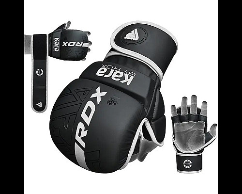 Рукавички греплінгові для ММА RDX F6 KARA Matte Plus розмір L/XL, чорно-білі