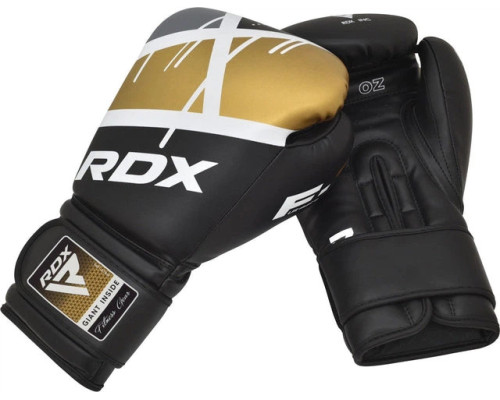 Боксерські рукавиці RDX BOXING GLOVES BGR-F7 14 унцій, чорно-золотисті