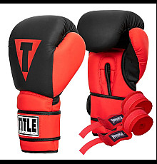 Рукавички боксерські з бинтами TITLE Boxing Guts and Glory розмір 10 унцій, чорно-червоні
