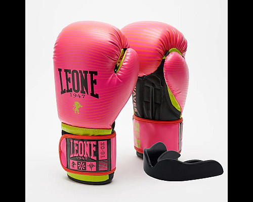 Рукавички боксерські з капою Leone GN313 WAVES розмір 10 унцій, рожеві
