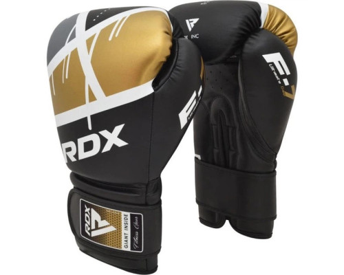 Боксерські рукавиці RDX BOXING GLOVES BGR-F7 12 унцій, чорно-золотисті