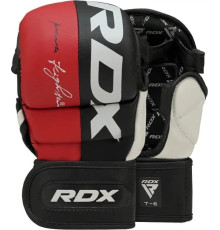 Тренувальні рукавиці для ММА RDX GRAPPLING GLOVES REX T6 PLUS розмір S, червоно-чорні