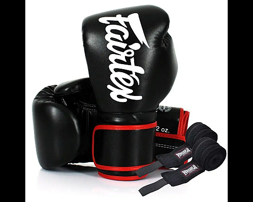 Рукавички боксерські з бинтами Fairtex BGV14 14 унцій, чорні