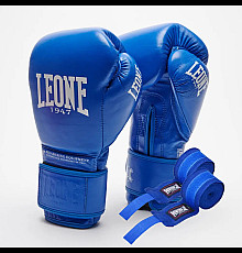Рукавички боксерські з бинтами Leone GN111 THE GREATEST розмір 10 унцій, сині