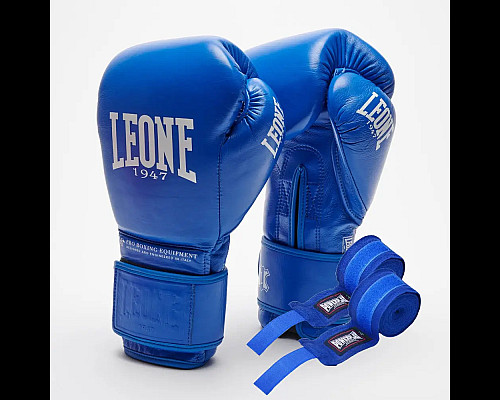 Рукавички боксерські з бинтами Leone GN111 THE GREATEST розмір 10 унцій, сині