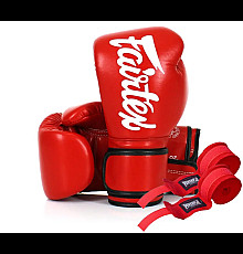 Рукавички боксерські з бинтами Fairtex BGV14 16 унцій, червоні