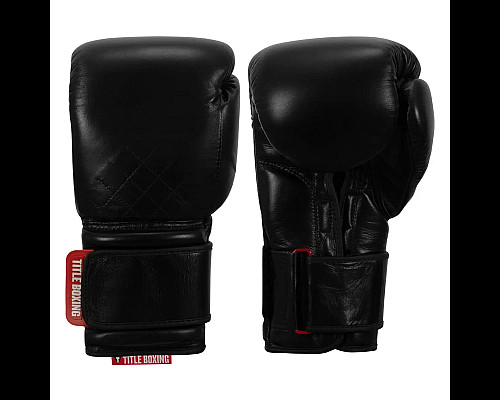 Рукавички боксерські шкіряні з бинтами TITLE Boxing Ko-Vert розмір 12 унцій, чорні