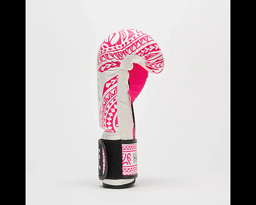 Рукавички боксерські Leone GN329 HAKA розмір 10 унцій, біло-рожеві