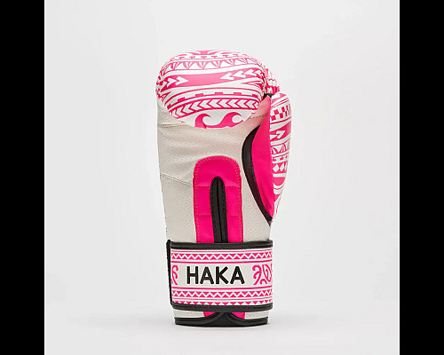 Рукавички боксерські Leone GN329 HAKA розмір 10 унцій, біло-рожеві