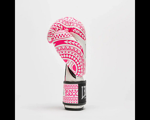 Рукавички боксерські Leone GN329 HAKA розмір 10 унцій, біло-рожеві