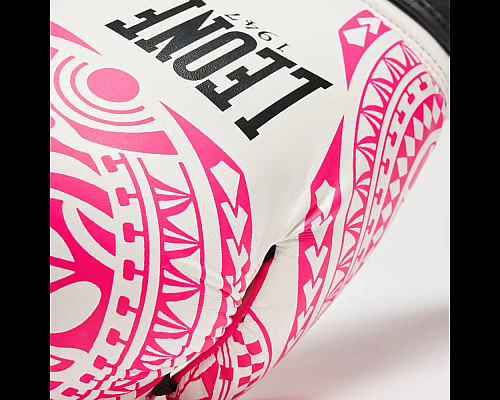 Рукавички боксерські Leone GN329 HAKA розмір 10 унцій, біло-рожеві